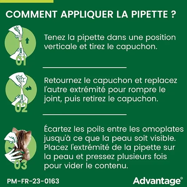 Advantage 40 - 6 x 0,4 ml - Pipettes antiparasitaires chat et lapin - ELANCO 5