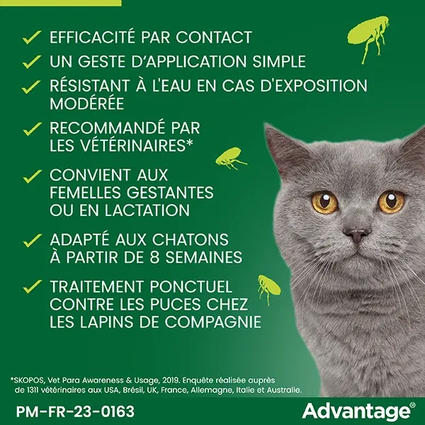 Advantage 40 - 4 x 0,4 ml - Pipettes antiparasitaires chat et lapin - ELANCO 4