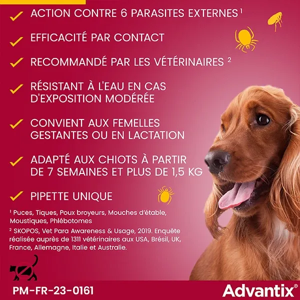 ADVANTIX Petit chien - Anti puce - 4 à 10 kg - 1,0 ml - 4 Pipettes - ELANCO 4