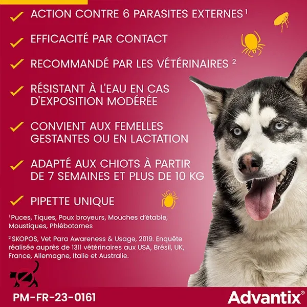 ADVANTIX Grand chien - Anti puce - 25 à 40 kg - 4,0 ml - 4 pipettes - ELANCO 4