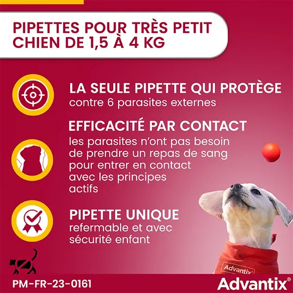 ADVANTIX Grand chien - Anti puce - 25 à 40 kg - 4,0 ml - 6 pipettes - ELANCO 2