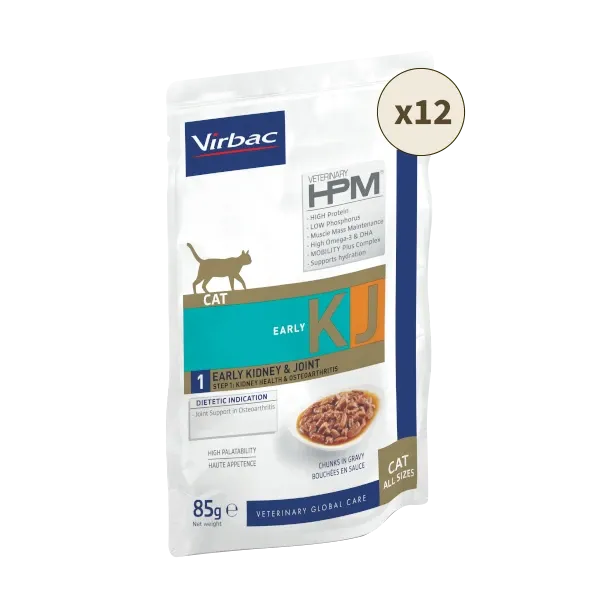 Alimentation humide chat - Santé rénale et ostéoathrose - Veterinary HPM Early Kidney joint - 12 x 85 g - VIRBAC