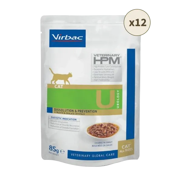 Alimentation humide pour chat qui a des calculs urinaires - Veterinary HPM Urology - 12 x 85 g - VIRBAC