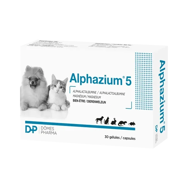 Alphazium 5 - Anxiété et stress du chien, chat et NAC - 30 gélules - DOMES PHARMA