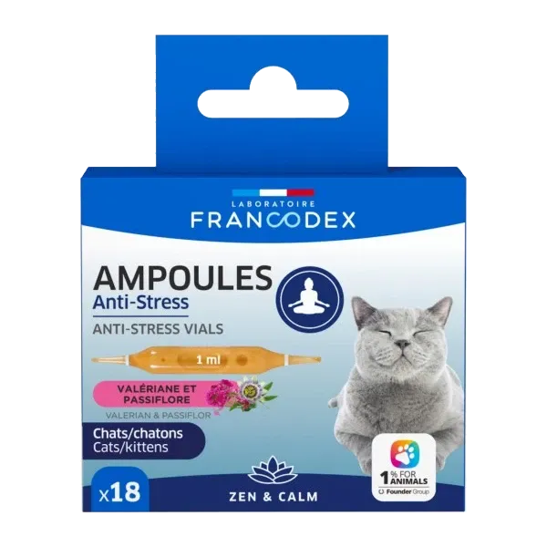 Ampoules anti-stress pour chat - 18 ampoules - FRANCODEX