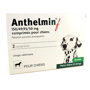Anthelmin F - Vermifuge chien - 2 comprimés - de 2 à 20 kg - KRKA