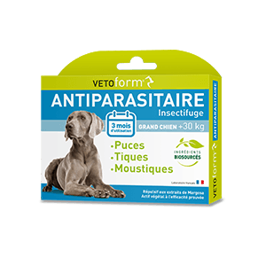 Antiparasitaire insectifuge - Grand Chien de plus de 30 kg - Pipettes - VETOFORM