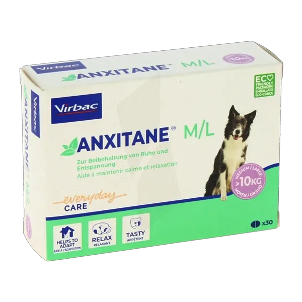Anxitane M/L - Relaxant pour chien de plus de 10 kg - 30 comprimés - VIRBAC