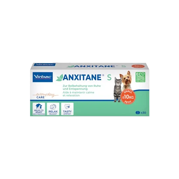 Anxitane S - Relaxant pour petit chien et chat de moins de 10 kg - 30 comprimés - VIRBAC