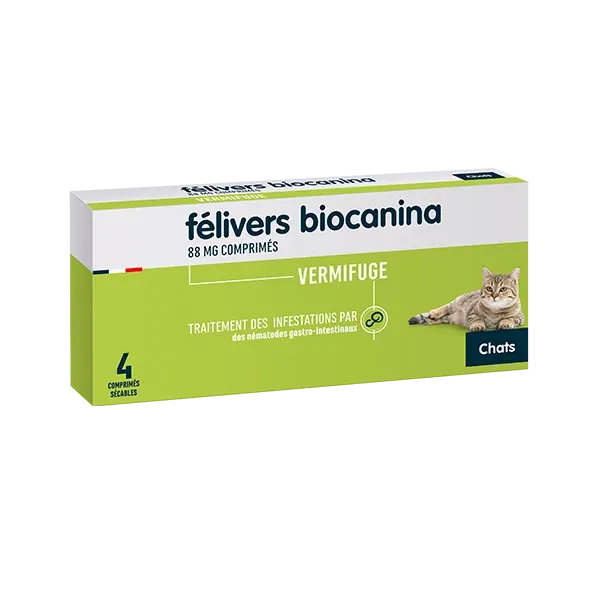 Félivers - Vermifuge - Chat - 4 comprimés - BIOCANINA