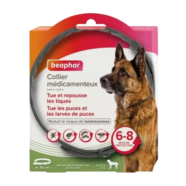 Collier Antiparasitaire chien de plus de 8 kg - 70 cm - BEAPHAR