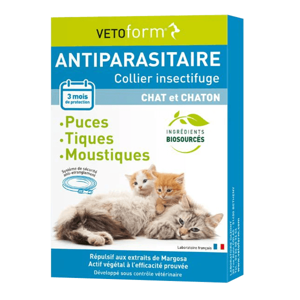 Collier Antiparasitaire insectifuge - Chat et chaton - 35 cm - VETOFORM