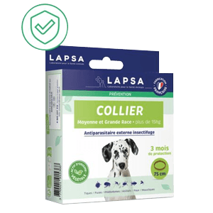 Collier antiparasitaire - Insectifuge - Chien - plus de 15 kg - 75 cm - LAPSA