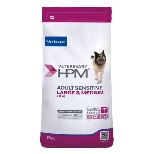 Croquettes chien adulte à la peau sensible - Veterinary HPM Adult Sensitive Large & Medium - 12 kg - VIRBAC