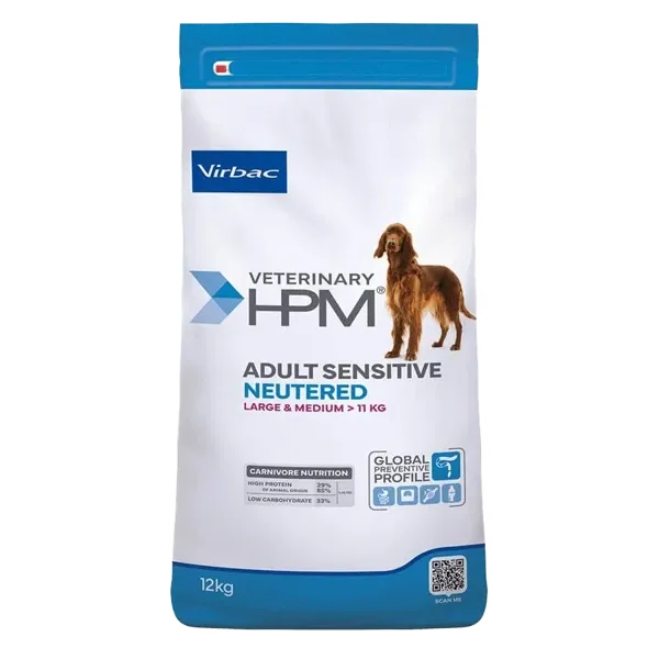Croquettes chien stérilisé à peau sensible - HPM Adult Sensitive Neutered Large & Medium - 12 kg - VIRBAC