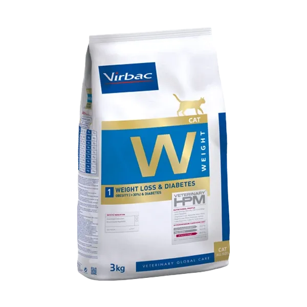 Croquettes pour chat diabétique - HPM W1 Weight loss & diabetes - 3 kg - VIRBAC