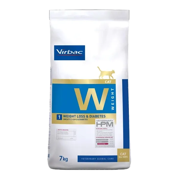 Croquettes pour chat diabétique - HPM W1 Weight loss & diabetes - 7 kg - VIRBAC