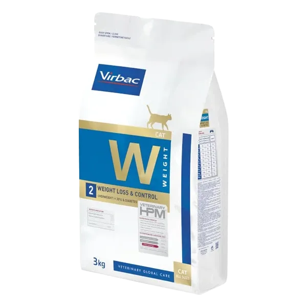 Croquettes pour chat diabétique - HPM W2 Weight loss & diabetes - 3 kg - VIRBAC