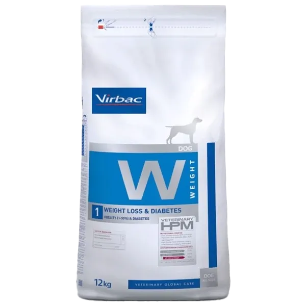 Croquettes pour chien diabétique - HPM W1 Weight loss & diabetes - 12 kg - VIRBAC