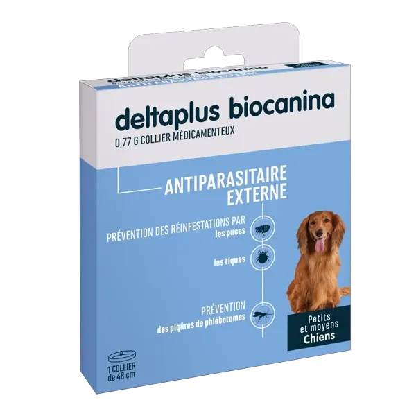 Deltaplus - Collier antiparasitaire externe petits et moyens chiens - 48 cm - BIOCANINA