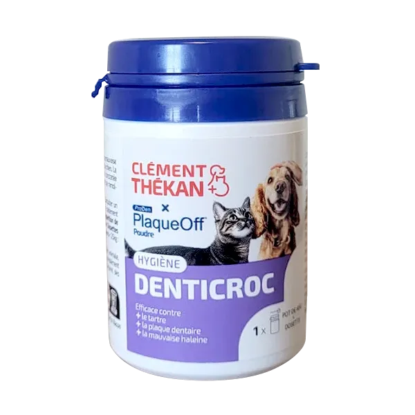 Denticroc PlaqueOff - Tartaro e placca dentale - Cane e gatto - Polvere - 40g - CLÉMENT THÉKAN