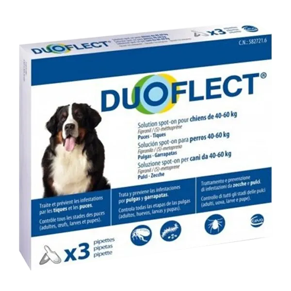 Duoflect - Ψύλλοι και τσιμπούρια σκύλου - 40 έως 60 kg - 3 πιπέτες - CEVA