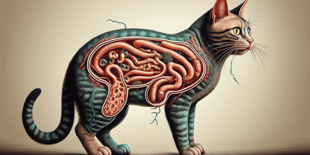 Image d'un chat qui a des vers avec des parasites internes pour l'article Quels sont les effets d’un vermifuge chat ? sur la vermifugation chez le chat.