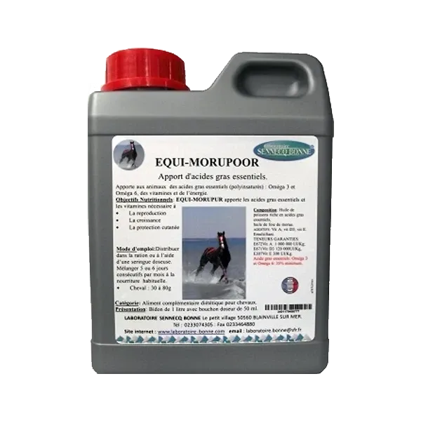 Equi Morupoor - Huile de morue pour chevaux - 1 L - SENNECQ BONNE