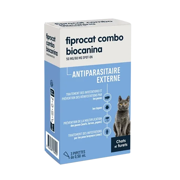 Fiprocat combo - 50 mg - External antiparasitic for cats - 3 pipettes - Biocanina