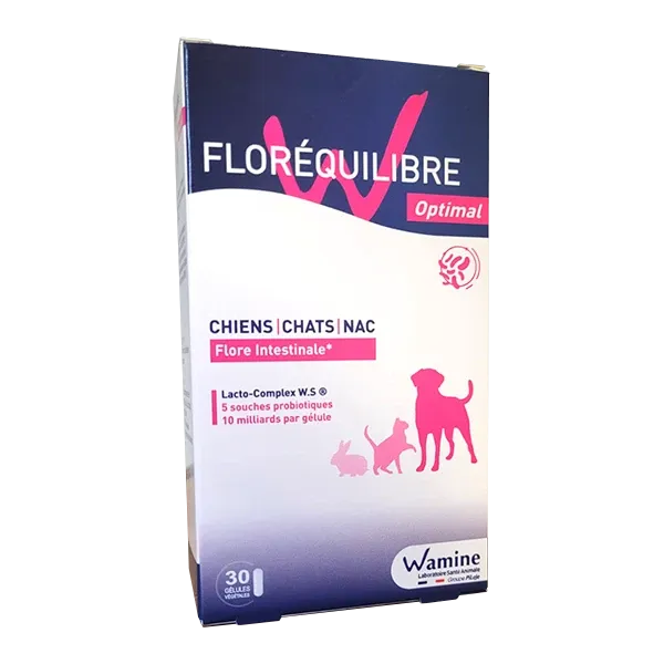 Floréquilibre Optimal - Soutien du microbiote - Petits animaux - 30 gélules - WAMINE