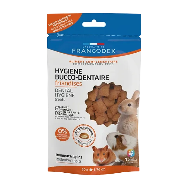 Friandises Hygiène Bucco-dentaire pour lapins et rongeurs - 50g - FRANCODEX