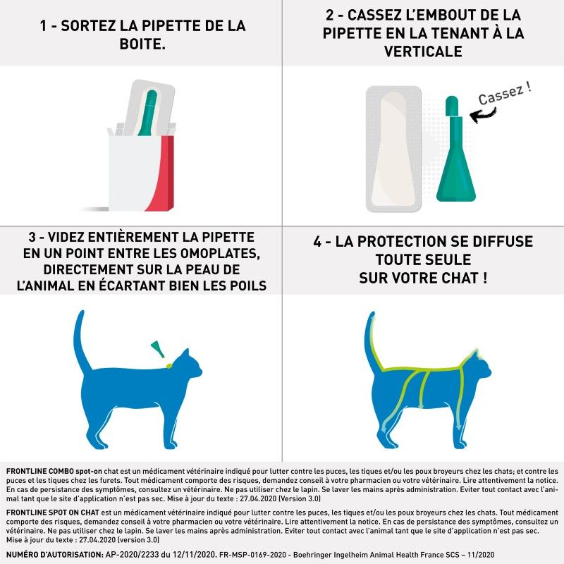 Frontline Combo Chat - Anti-puces chat et furet - 3 pipettes - BOEHRINGER INGELHEIM 4