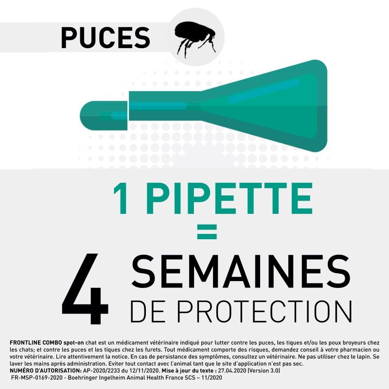 Frontline Combo Chat - Anti-puces chat et furet - 3 pipettes - BOEHRINGER INGELHEIM 5