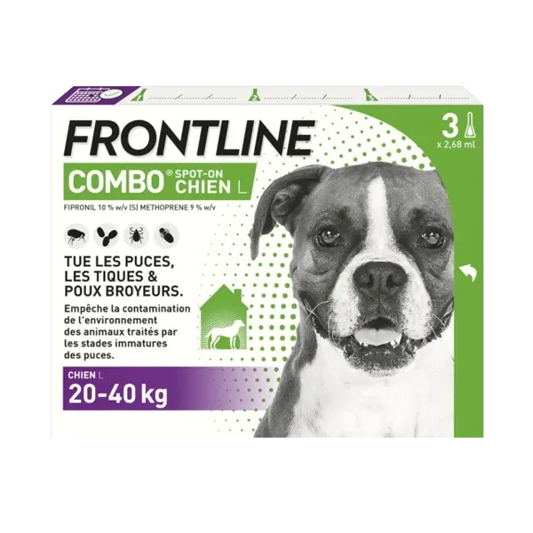 Frontline Combo L - Anti-puces chien - de 20 à 40 kg - 3 pipettes - BOEHRINGER INGELHEIM