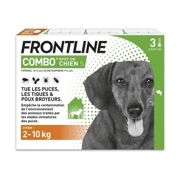 Frontline Combo S - Anti-puces chien - de 2 à 10 kg - 3 pipettes - BOEHRINGER INGELHEIM
