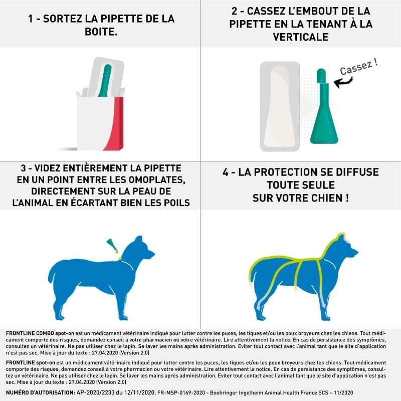 Frontline Spot On M - Anti-puces chien - de 10 à 20 kg - 6 pipettes - BOEHRINGER INGELHEIM 3