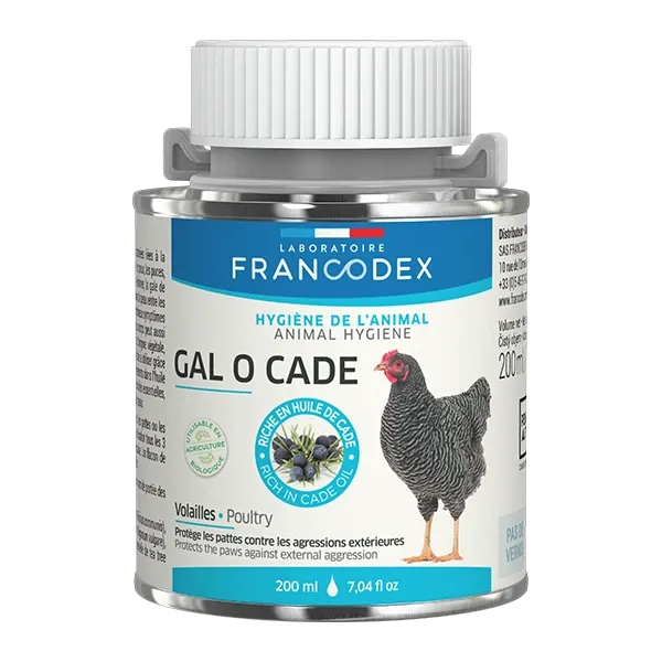 Gal O Cade - Protège les pattes des Volailles - Gale des pattes - 200 ml - FRANCODEX