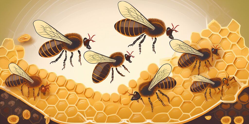 Main image of the article Varroa and varroosis: what is it? showing a colony of flying bees.