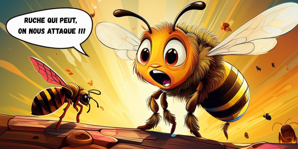 Image principale de l'article sur le varroa et la varroase d'une abeille qui prévient une attaque de mythes dans les ruches