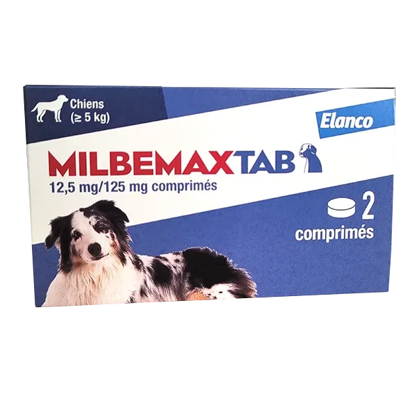 Milbemax Chien - Vermifuge chien - Plus de 5 kg - 2 Comprimés - ELANCO