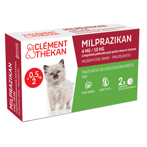 Milprazikan Chaton - Vermifuge chaton - 4 mg/10 mg - de 0,5 à 2 kg - CLÉMENT THÉKAN