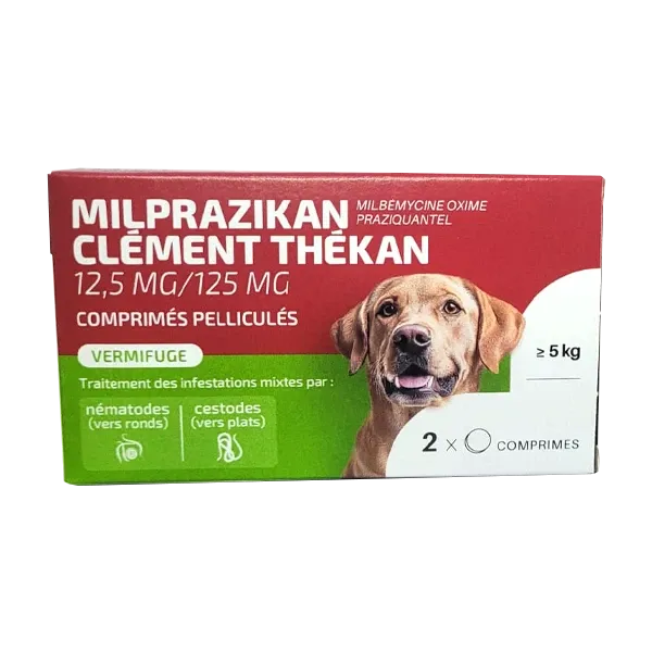 Milprazikan Chien - Vermifuge pour chien - 12,5mg/125 mg - CLÉMENT THÉKAN