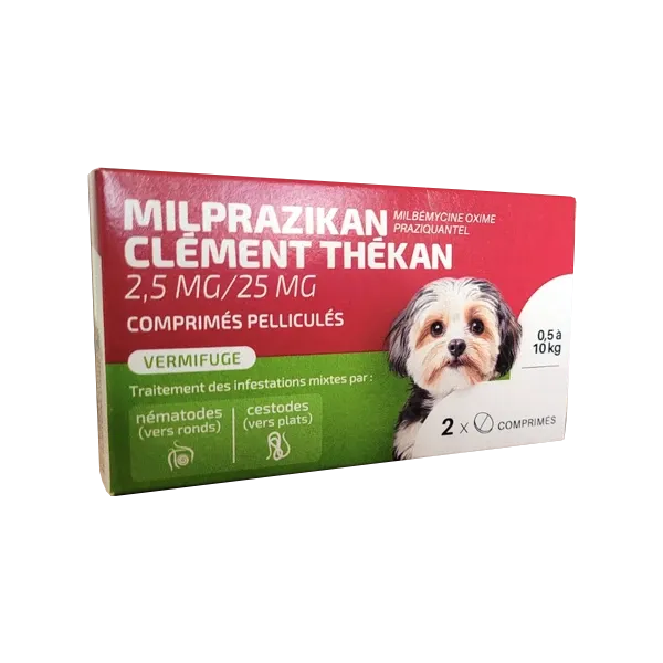Milprazikan Chiot et Petit Chien - Vermifuge pour chiot - 2,5mg/25mg - CLÉMENT THÉKAN