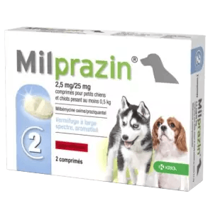 Milprazin Chiot et Petit chien - Vermifuge chiot large spectre - 2,5/25 mg - KRKA