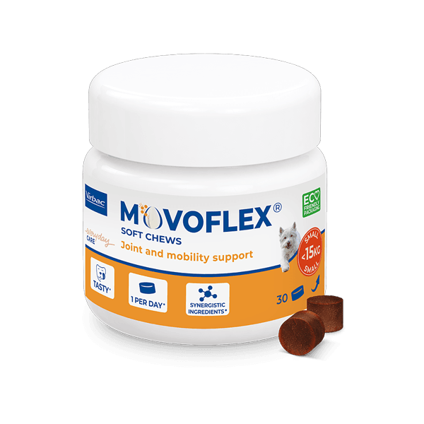 Movoflex S - Articulations et mobilité - Moins de 15 kg - 30 bouchées de 2 g - Chien - VIRBAC