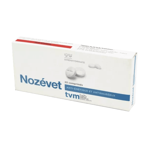 Nozevet - Anti-émétique et antinauséeux - 20 comprimés - Chien et chat - DOMES PHARMA