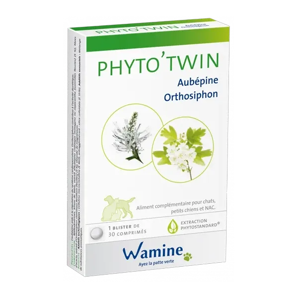 Phyto'Twin Weißdorn & Orthosiphon – Herz-Kreislauf-System und harntreibend für Hunde, Katzen und Kleinnager – WAMINE