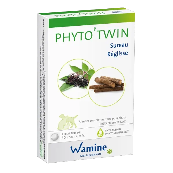 Phyto'Twin Elderberry & Liquorice - Respiratory Function for Dogs, Cats and Small Mammals - 30 tablets - WAMINE