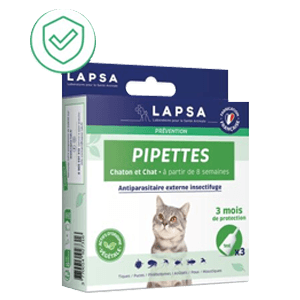 Antiparasitaire pipetten - Insectenwerend - Kat en kitten - 3 pipetten - LAPSA
