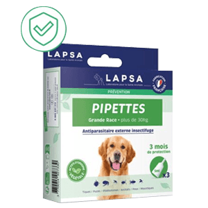 Pipettes antiparasitaires - Insectifuge - Chien - plus de 30 kg - 3 pipettes - LAPSA